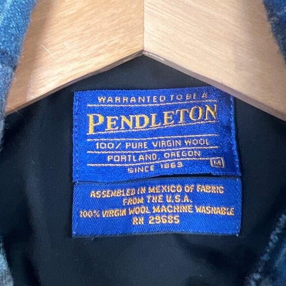 Pendleton Mens Medium Blue Button Up Wool Plaid Beach Boys Limited Edition - Picture 2 of 7